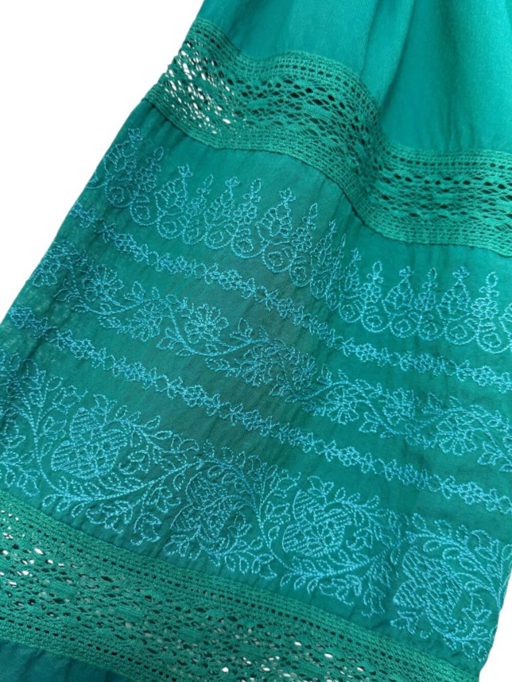 Sundance Almara Embroidered and Lace Long Sleeve in Teal Women's Top Size M - Picture 4 of 9